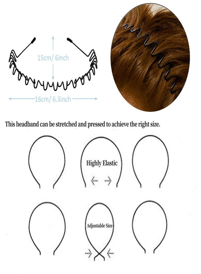 CAMKONG Hairband,3PCS Headbands for women, Men's Hair Band Wavy Wired Zigzag Spring Sports Fashion Headwear, Men's Hoop Clips Accessories - Image 2